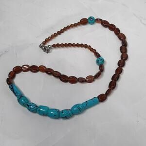 Blue and Brown Beaded Necklace